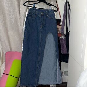 Denim Maxi Skirt with a side slit